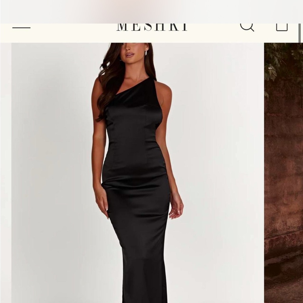 Meshki Harper Black One-Shoulder Maxi Dress